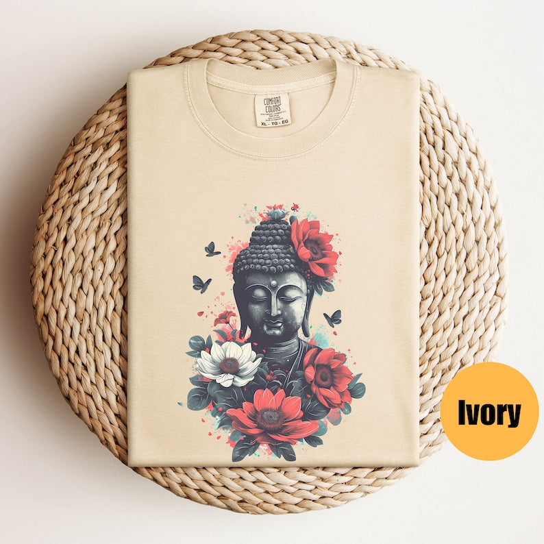 Buddha With Flowers Yoga Tee - view 3