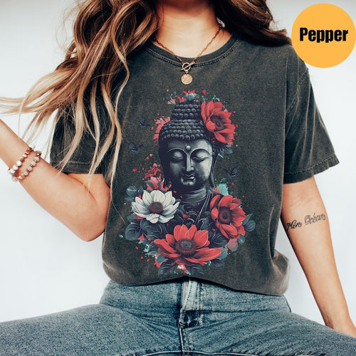 Buddha With Flowers Yoga Tee